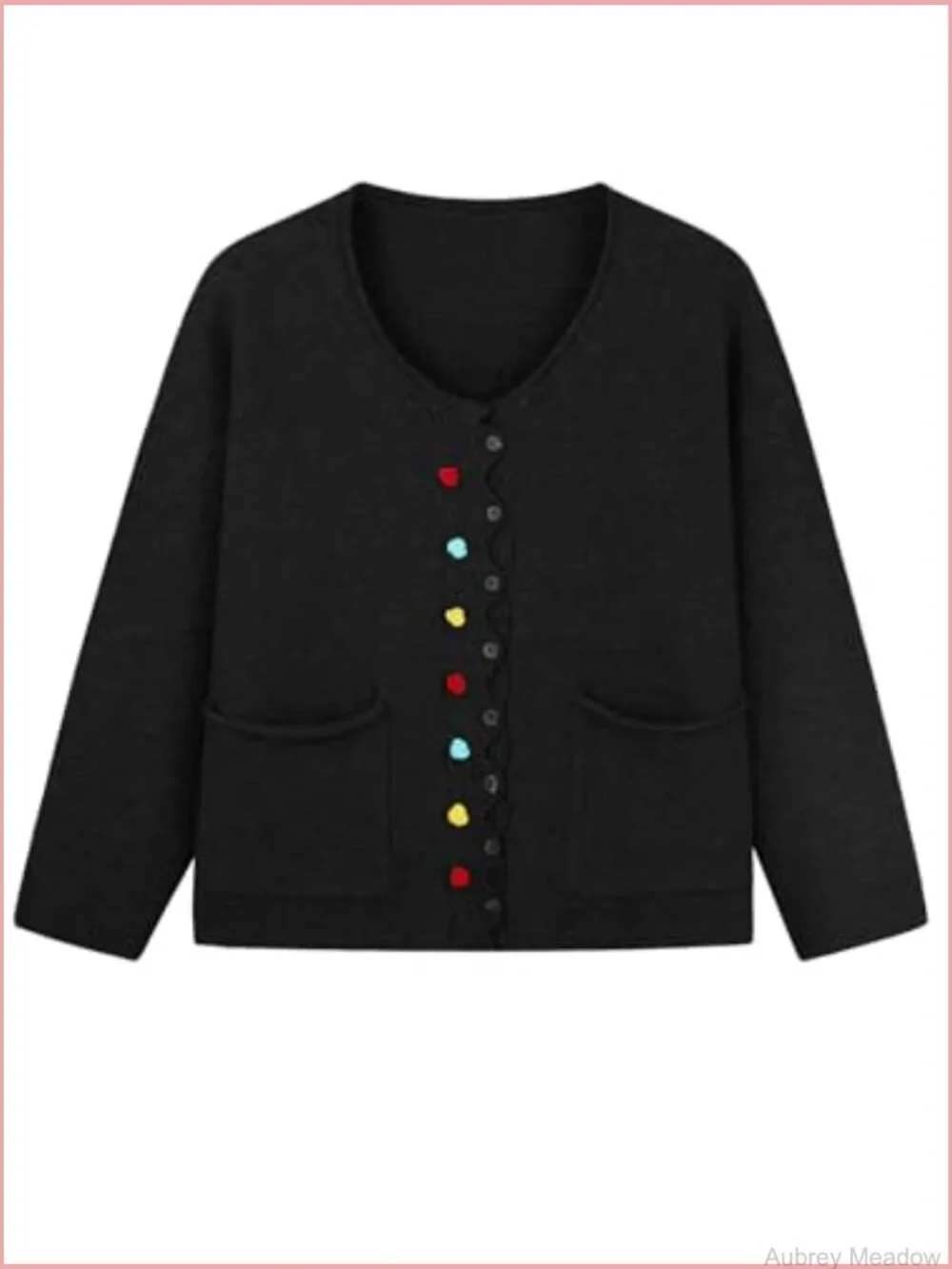 Oversized Knit Cardigan with Puff Sleeves and Pockets